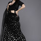 Silver Sequin Black Velvet Indian Wedding Party Lehenga Choli SFSHV9303 - Siya Fashions