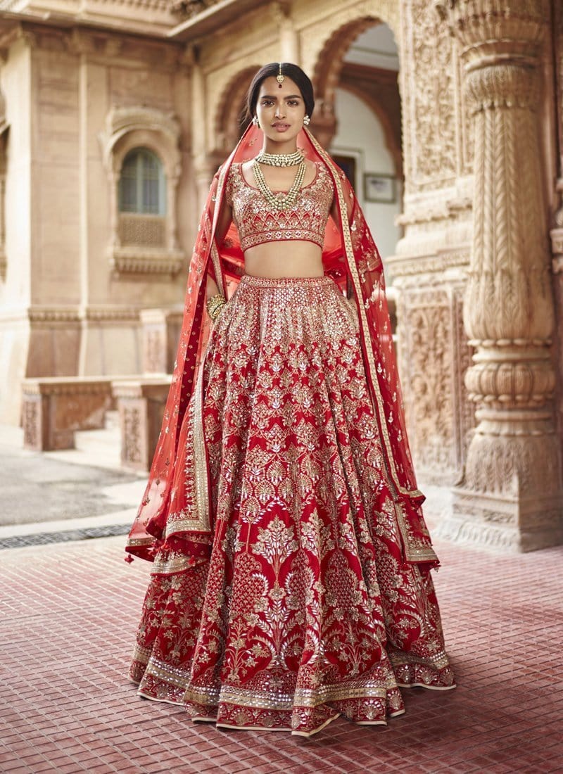 Royal Red Bridal Exclusive Silk Lehenga Choli Zardozi Work SFIN091 - Siya Fashions