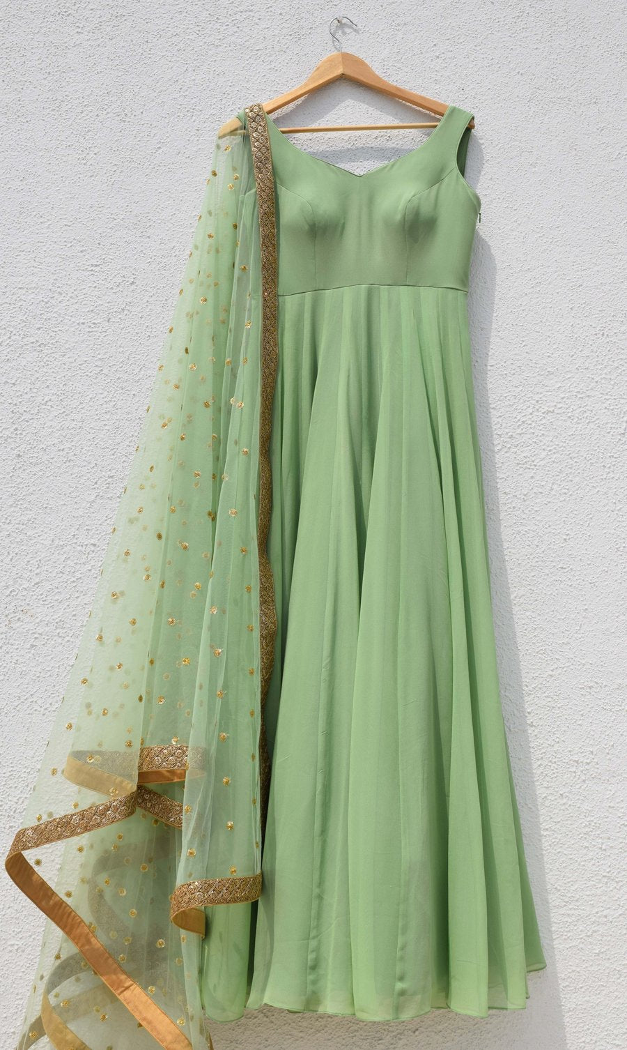 Delight Pastel Green Shaded Mehendi Anarkali Wedding Suit SFIN3208 - Siya Fashions