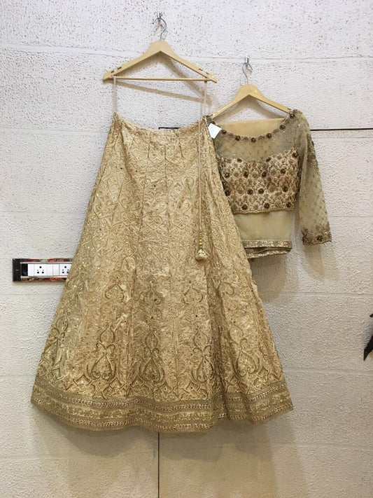Siya Fashions Fully Stitched Gold Lehenga In Silk SFB0019 - Siya Fashions