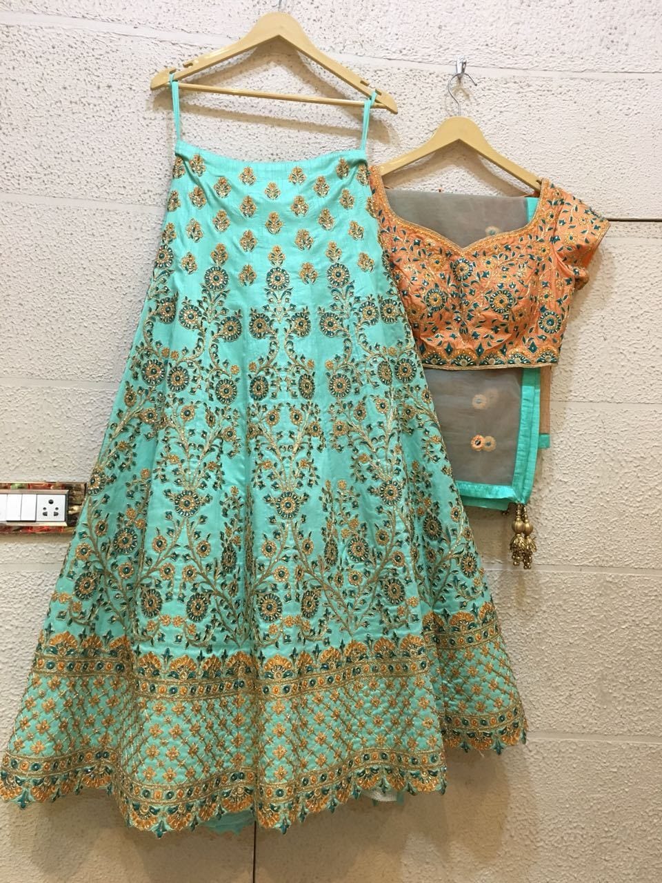 Siya Fashions Fully Stitched Turquoise Lehenga Choli In Silk SFB0023 - Siya Fashions