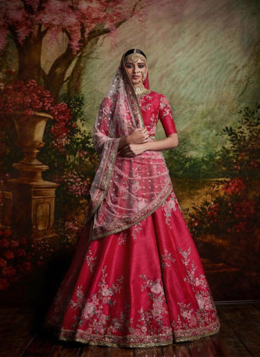 Miraculous Designer Red Bridal Wear Lehenga Choli In Silk SFIN642 - Siya Fashions