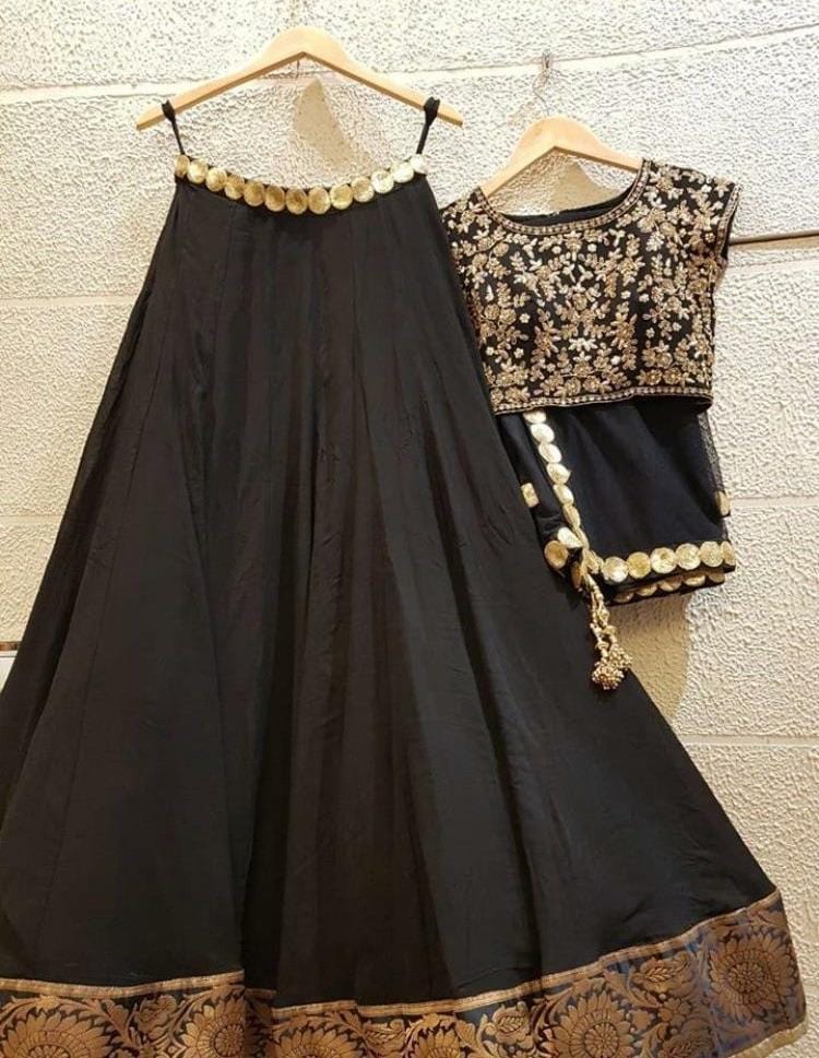Siya Fashions Silk Black Ready Made Lehenga SF8531 - Siya Fashions