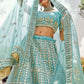 Sky Blue Bridal Wedding Reception Lehenga In Organza SFARY10801 - Siya Fashions
