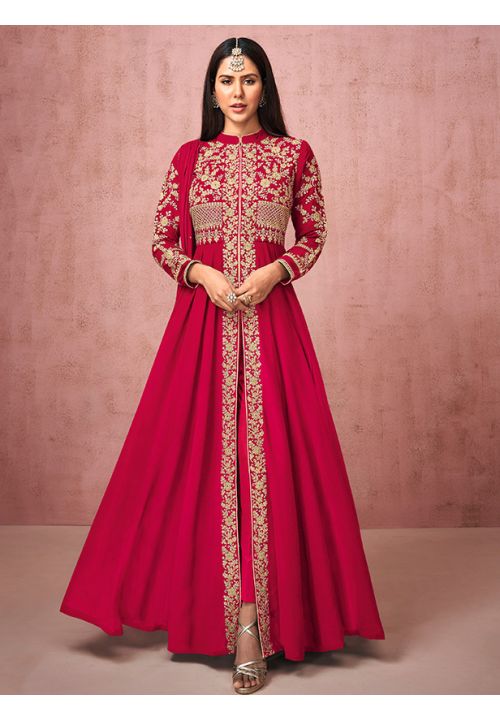 Sonam Bajwa Designer Anarkali Salwar Suit In Pink SFYS71503 - Siya Fashions