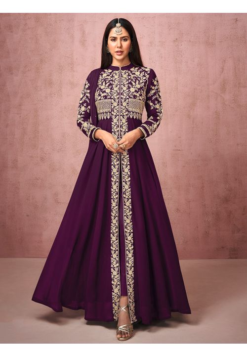 Sonam Bajwa Designer Anarkali Salwar Suit In Purple SFYS71505 - Siya Fashions