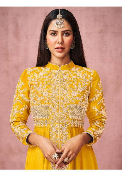 Sonam Bajwa Designer Anarkali Salwar Suit In Yellow SFYS71506 - Siya Fashions