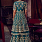 Teal Blue Wedding Reception Net Sharara Palazzo Suit FZSF90671 - Siya Fashions