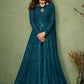 Teal Bollywood Shamita Evening Wedding Gown In Georgette SFSA330701 - Siya Fashions