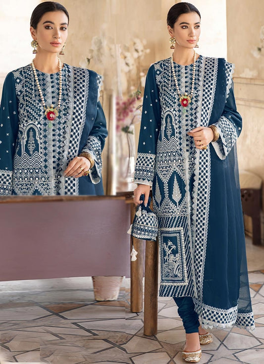 Teal Designer Indian Wedding Palazzo Pant In Georgette FZ95077 - Siya Fashions