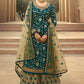 Teal Green Embroidered Jacquard Wedding Palazzo Kameez EXSA266803 - Siya Fashions
