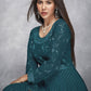 Teal Wedding Anarkali Churidar Suit In Georgette SFZ104530 - Siya Fashions