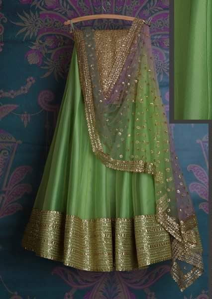 Green Bridal Reception Lehenga Set In Silk Heavy Handwork INS144 - Siya Fashions