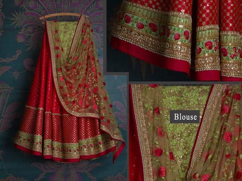 Red Bridal Reception Lehenga Set In Net Heavy Handwork INS142 - Siya Fashions