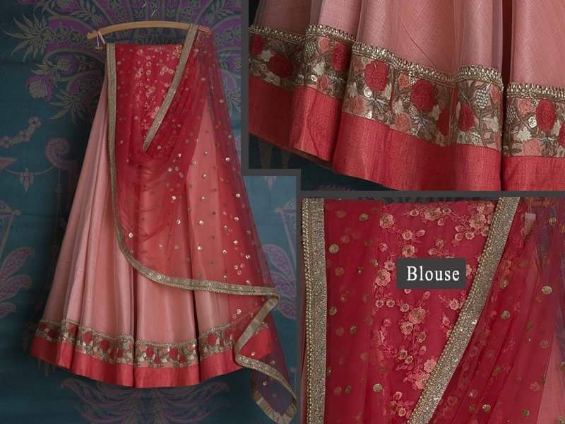 Pink Bridal Reception Lehenga Set In Silk Heavy Handwork INS906 - Siya Fashions