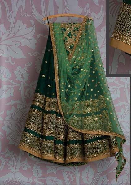 Green Bridal Reception Lehenga Set In Silk Heavy Handwork INS905 - Siya Fashions