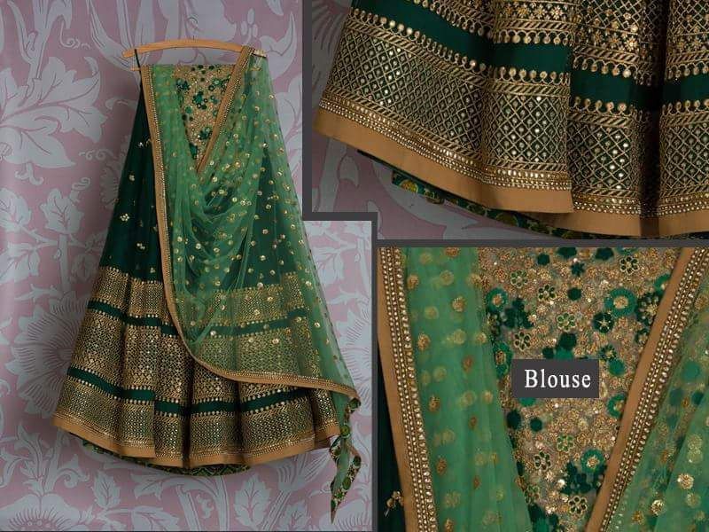 Green Bridal Reception Lehenga Set In Silk Heavy Handwork INS905 - Siya Fashions
