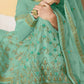 Wedding Blue Embroidery Designer Palazzo Suit Dola Jacquard SFSA286003 - Siya Fashions
