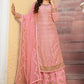Wedding Pink Embroidery Designer Palazzo Suit Dola Jacquard SFSA286002 - Siya Fashions