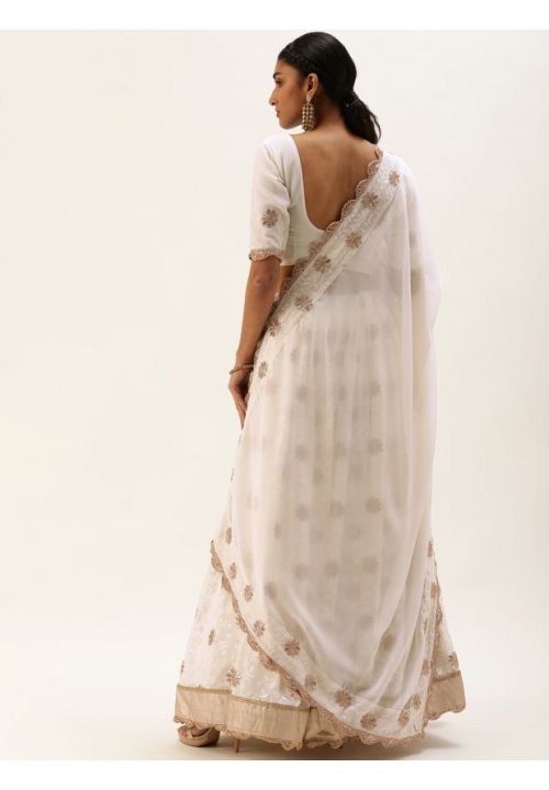 White Georgette Embroidery Lehenga Choli SROY395906 - Siya Fashions