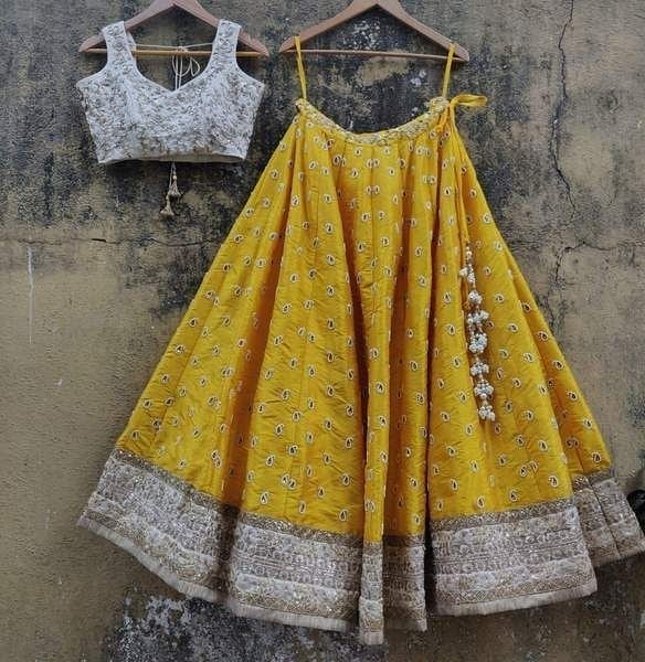 Yellow Designer Silk Wedding Lehenga Choli Set  INSPMAY423 - Siya Fashions