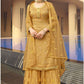 Yellow Embroidered Jacquard Wedding Palazzo Kameez EXSA266807 - Siya Fashions