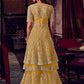 Yellow Wedding Reception Net Sharara Palazzo Suit FZSF90674 - Siya Fashions