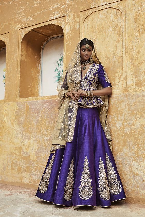 Zara Sequins Bridal Wedding Purple Lehenga Set SFINS1122 - Siya Fashions