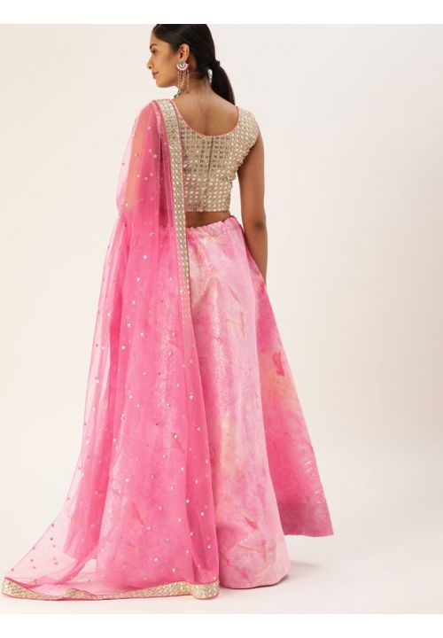 Hot Pink Print Art Silk Modest Lehenga Choli EXPRF135210 - Siya Fashions