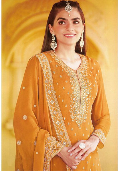 Yellow Haldi Sangeet Wedding Georgette Palazzo Suit SFPRF66502 - Siya Fashions