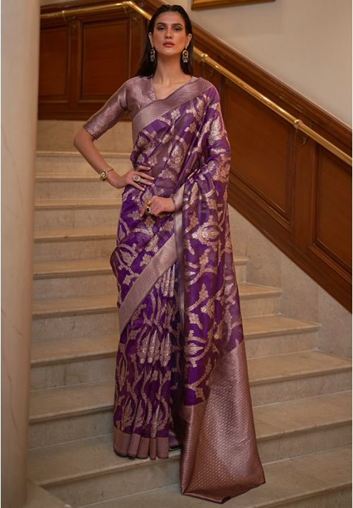 Purple Organza Evening Look Indian Saree SFSA353203 - Siya Fashions