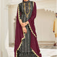 Slate Black Indian  Pakistani Wedding Palazzo Suit In Georgette SFFK5003 - Siya Fashions