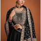 Black Bridesmaid Embroidered Anarkali Suit In Silk SFZYS94902