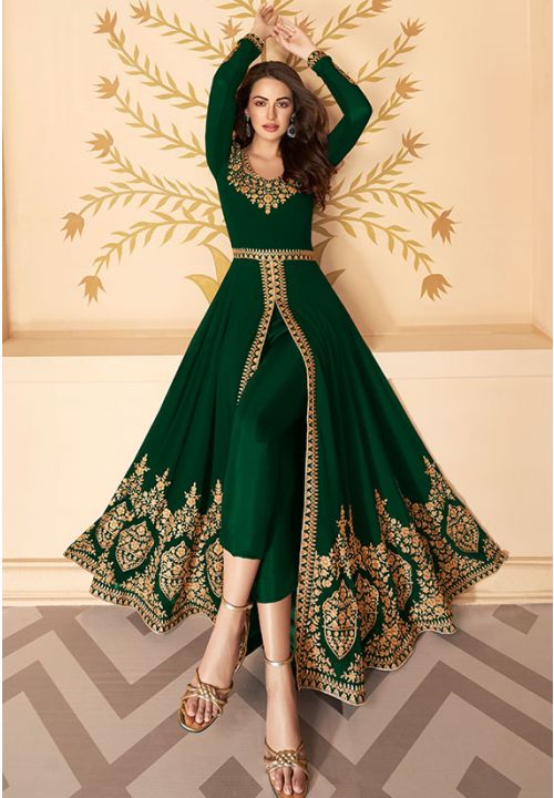 Green Partywear Salwar Kameez Anarkali Suit APR912 - Siya Fashions