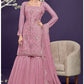 Seraphic Pink Sangeet Wedding Party Palazzo In Net SFSA294105 - Siya Fashions