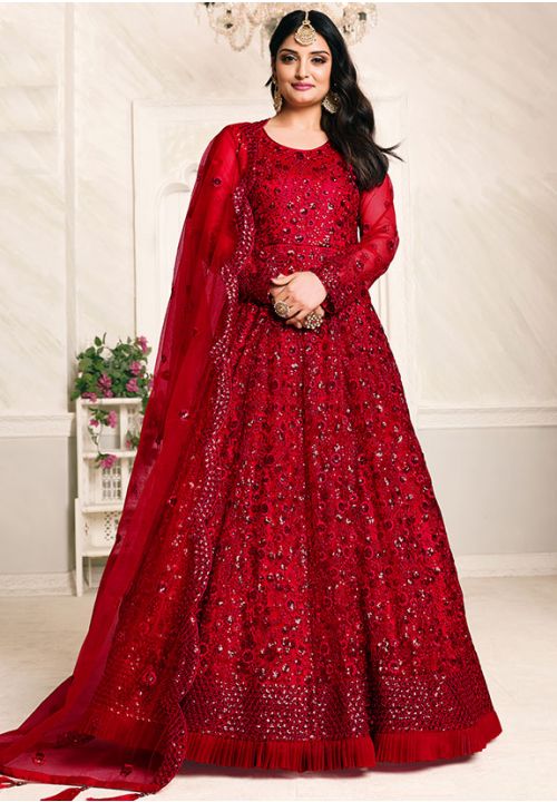 Red Ladies Party Wear Sequence Net Gown at Rs 11000 in Jaipur | ID:  26535880655