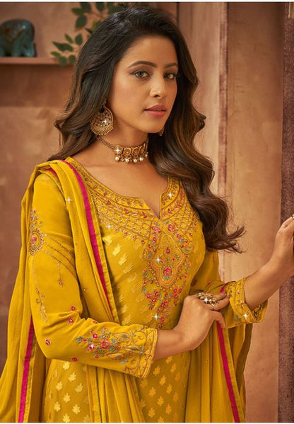 Yellow Indian Pakistani Palazzo Suit In Brasso SFPRM7202