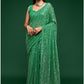 Green Fully Sequined Designer Indian Party Saree SFZC1301 - Siya Fashions