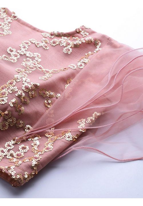 Pink Engagement Lehenga Set Sequined Net SFHST1701 - Siya Fashions
