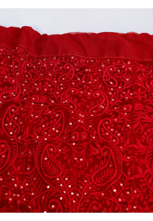 Red Sequin Evening Net Party Leheng Choli SFHST2301 - Siya Fashions