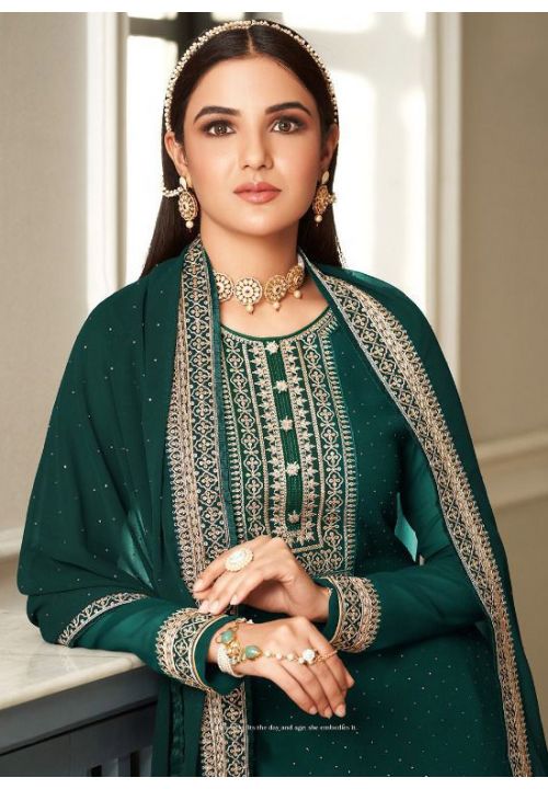 Bollywood Jasmin Burgundy Green Georgette Plus Size Palazzo SFSA302505 - Siya Fashions