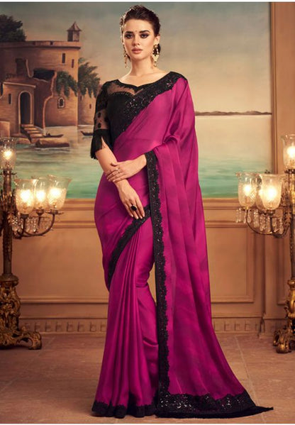 Magent Pink Silk Evening Indian Saree SFSA250303 - Siya Fashions