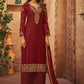 Maroon Indian Pakistani Palazzo Suit In Brasso SFPRM7201
