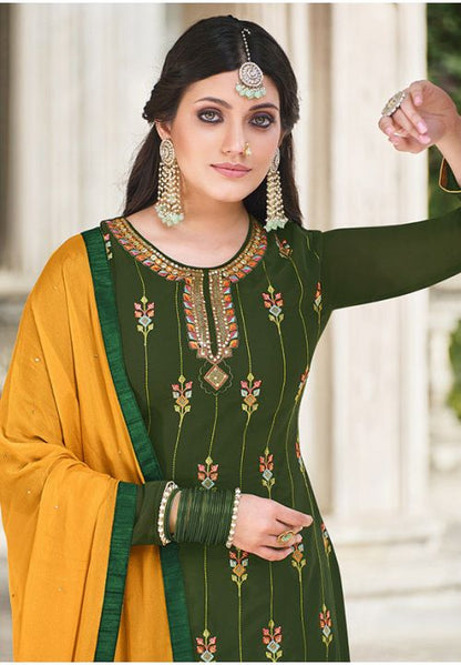Mehendi Green Indian Sangeet Wedding Palazzo Suit SFSA317901 - Siya Fashions