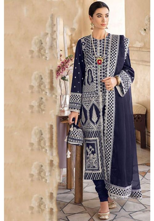 Blue Heavy Embroidery Party Churidar Suit EXPSA293503 - Siya Fashions