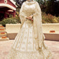Powder White Bridal Reception Designer Lehenga In Raw Silk SFARY10824 - Siya Fashions