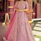 Rouge Pink Bridal Reception Designer Lehenga In Raw Silk SFARY10823 - Siya Fashions