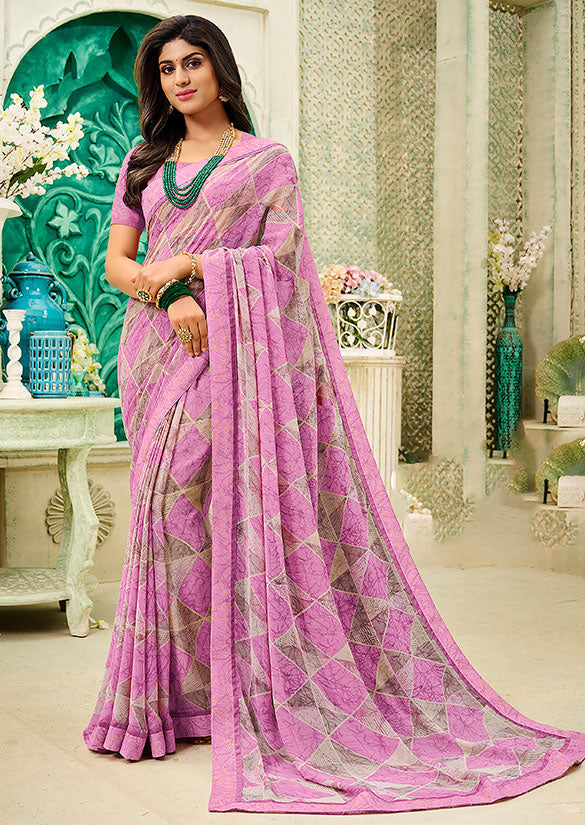 Purple Indian Wedding Designer Saree In Georgette SFMIN12409 - Siya Fashions