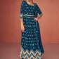 Designer Indian Blue Long Georgette Palazzo Suit SFSMT7904 - Siya Fashions