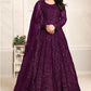 Super Wine Evening Long Anarkali Sangeet Gown In Georgette SFDFS15103 - Siya Fashions
